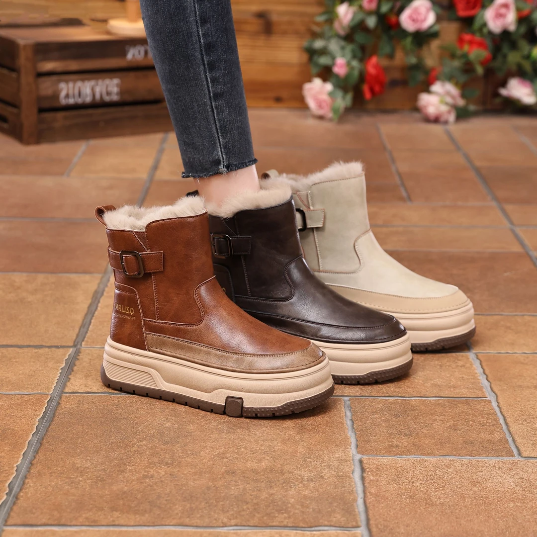 千之恋现货保暖搭子增高4CM2025冬季雪地靴百搭厚底气质女鞋5307