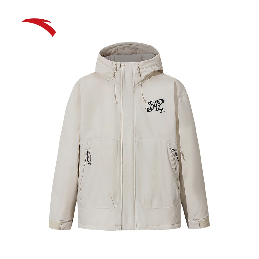 安踏欧文美式复古连帽羽绒棉服男女冬季【防泼水】茄克外套户外防风