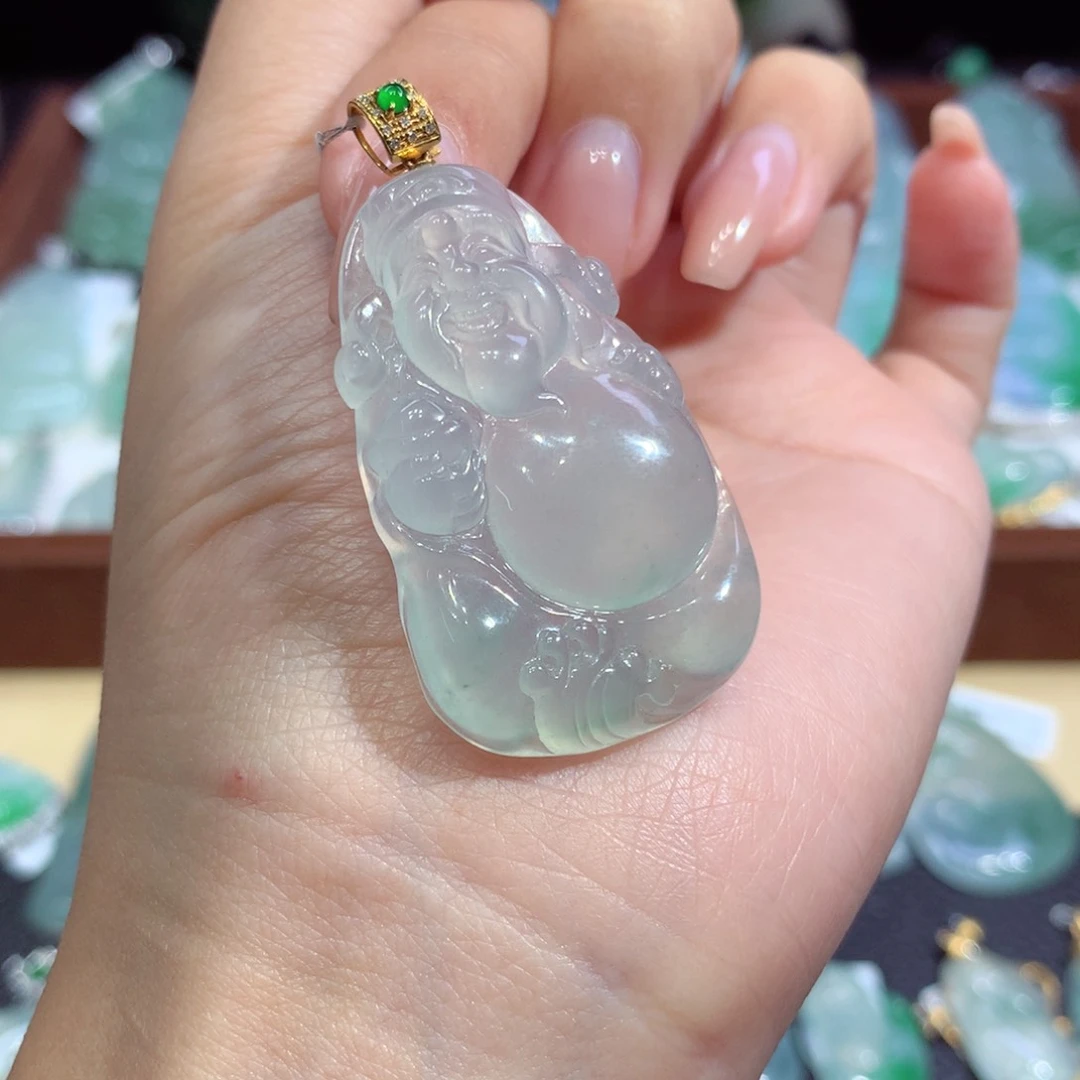 吊坠(不含链)18K金镶嵌翡翠