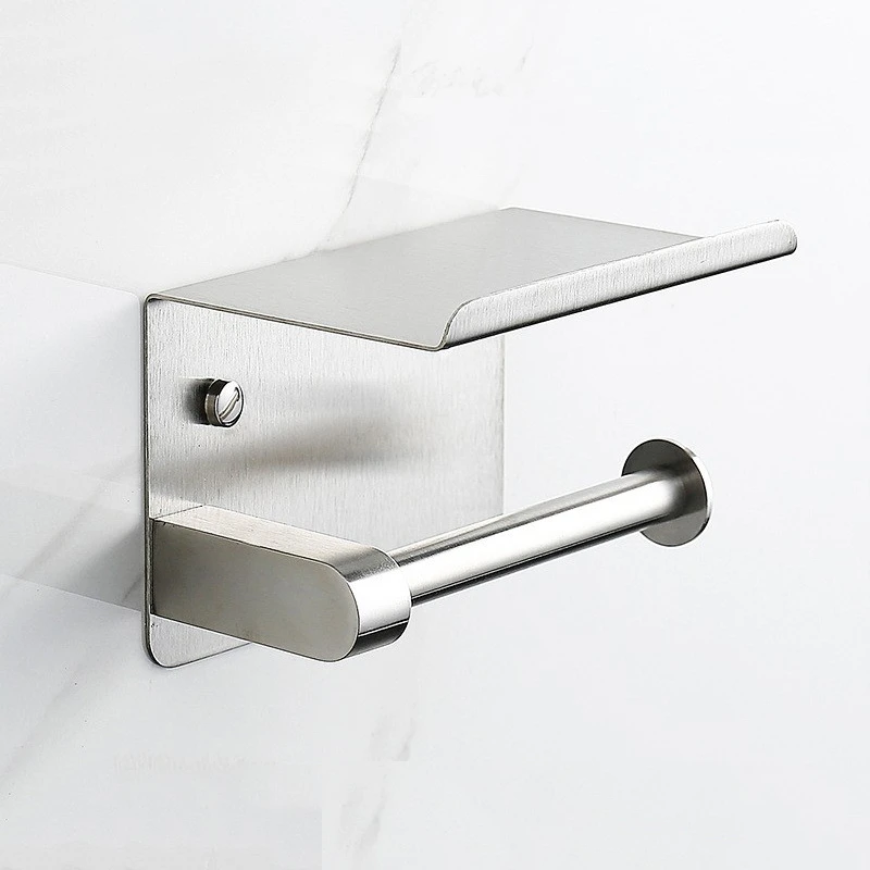 不锈钢304亮光纸巾架免打孔浴室卷纸架卫生间手机纸巾置物架卷纸