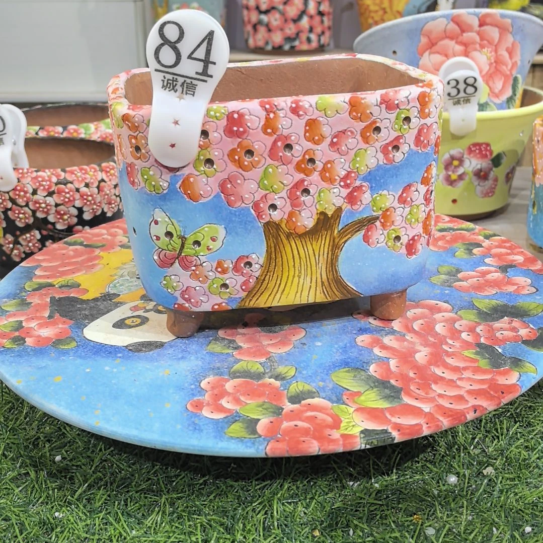 红泥花盆景德镇陶瓷