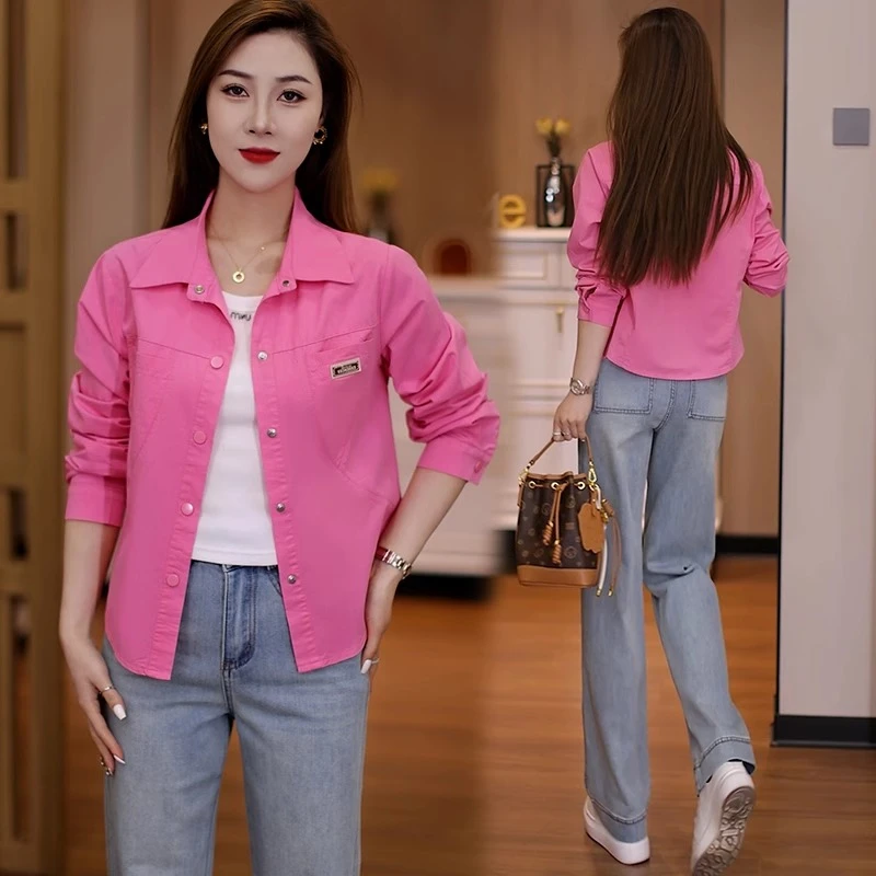 爆款长袖衬衣外套女洋气漂亮上衣2025春装休闲衬衫设计感轻薄小衫