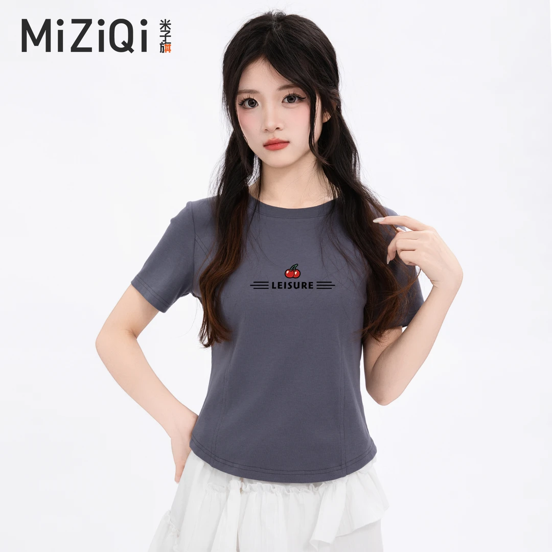 短款短袖t恤女2025夏季新款小个子修身设计感小众正肩体恤上衣潮