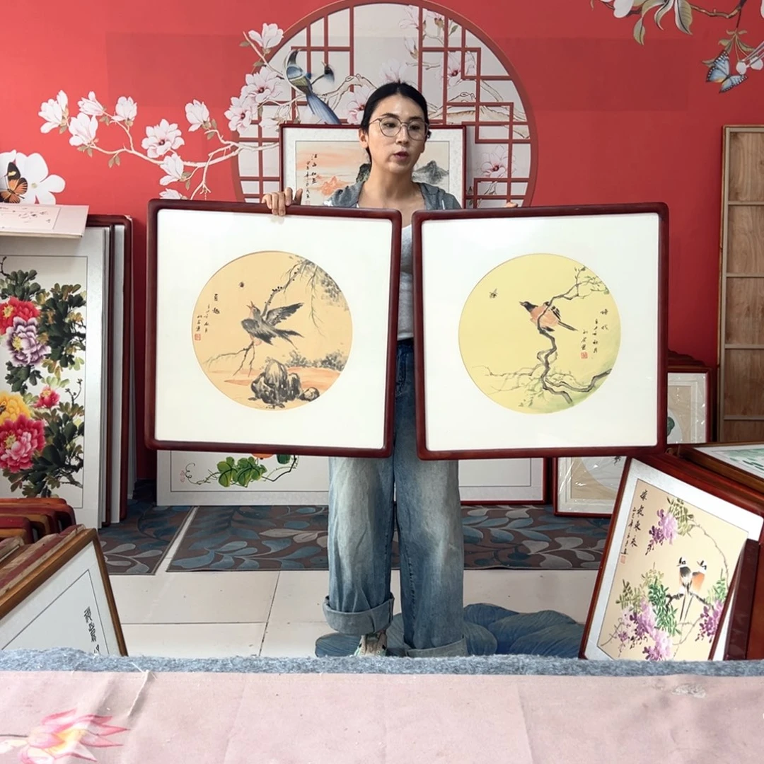 国画手写手绘国画作品62✖️62带框包邮