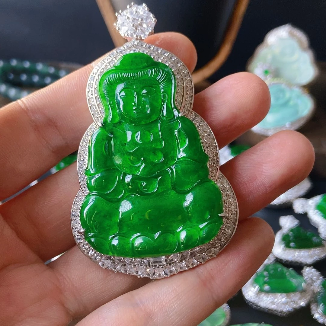 翡翠吊坠(不含链)银S925镶嵌颠****冰021吊坠