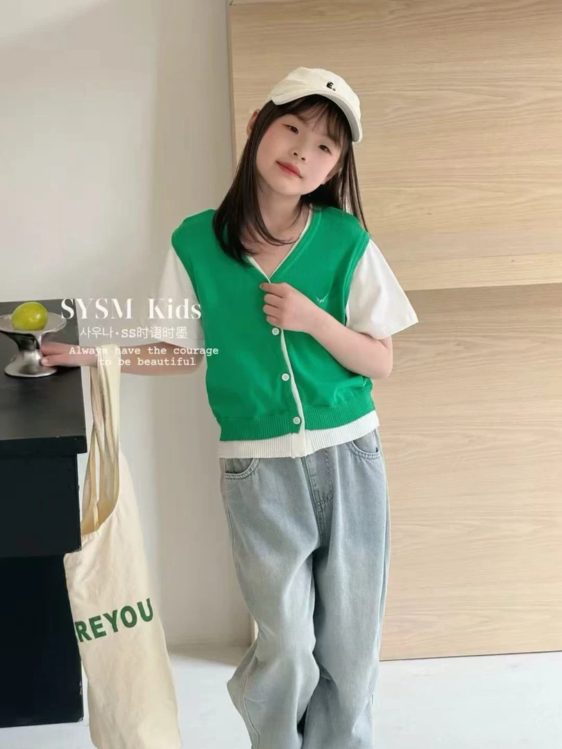 【郭郭童品】sy➕拼接假两件T恤6830