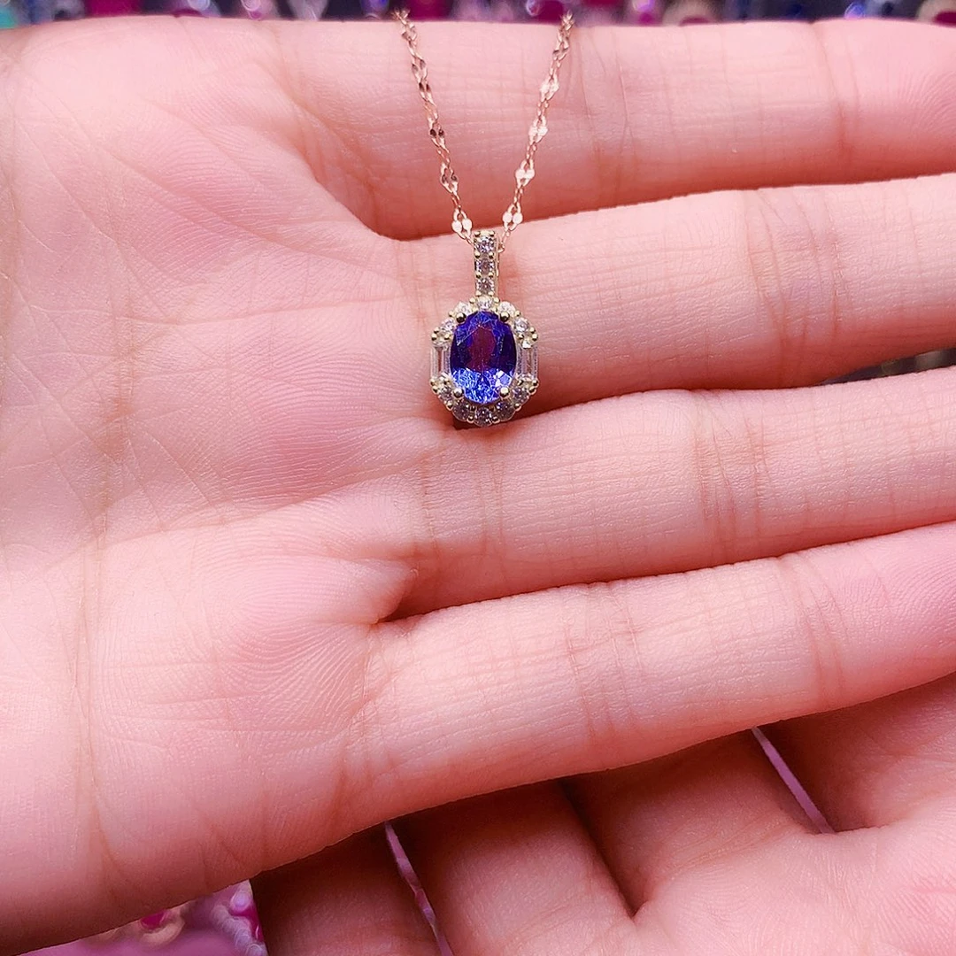 吊坠(赠链)银S925镶嵌坦桑石