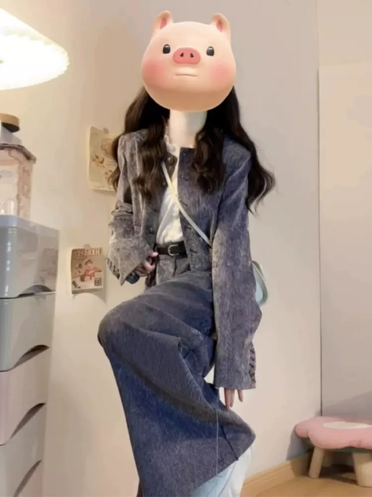 2025早春新款韩系穿搭小香风时尚短款外套女搭配阔腿裤两件套装女