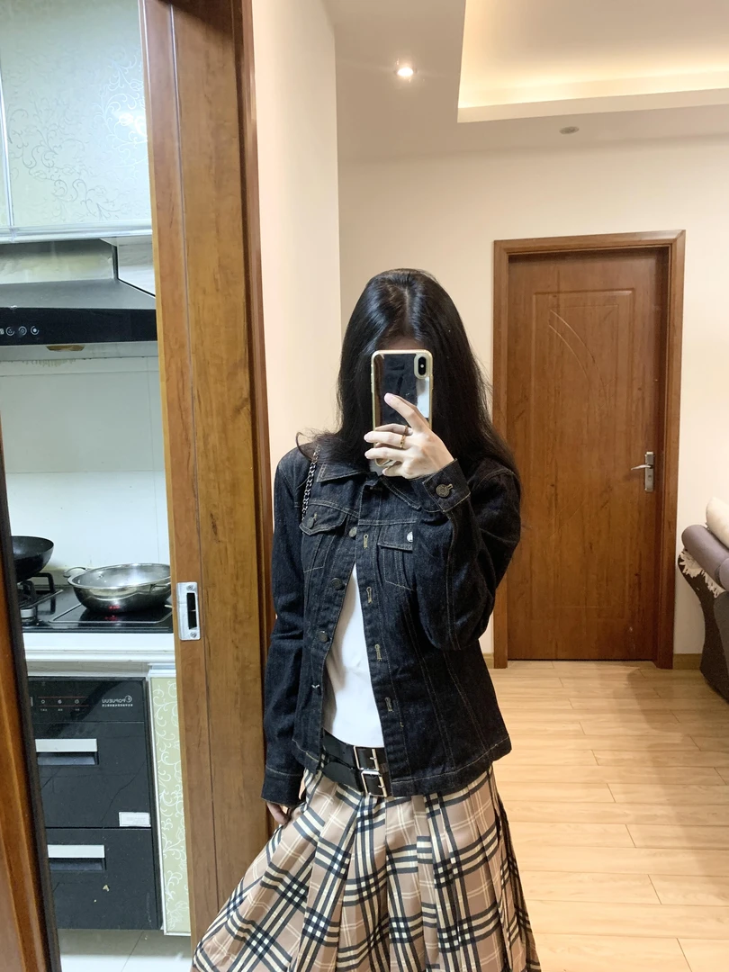 复古休闲Polo领牛仔外套女早秋季穿搭宽松配吊带的外搭上衣外套