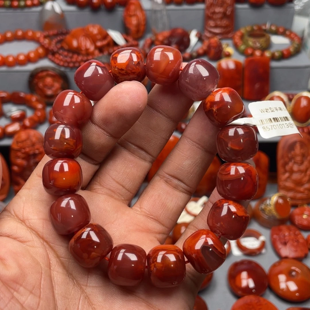 南红玛瑙未镶嵌珠宝奇石单圈14