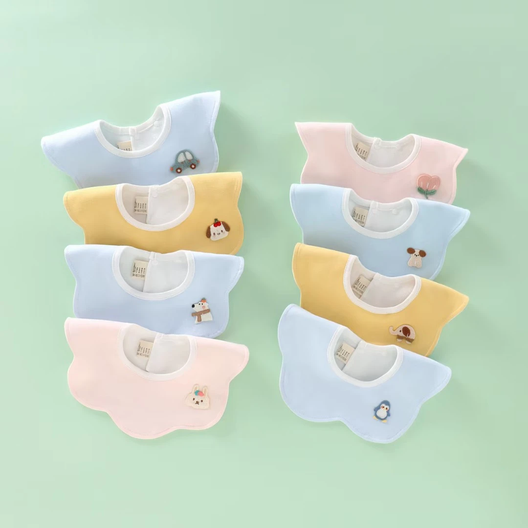 婴幼儿100棉围兜防水围嘴新生儿防吐奶口水巾防水男女宝四季通用