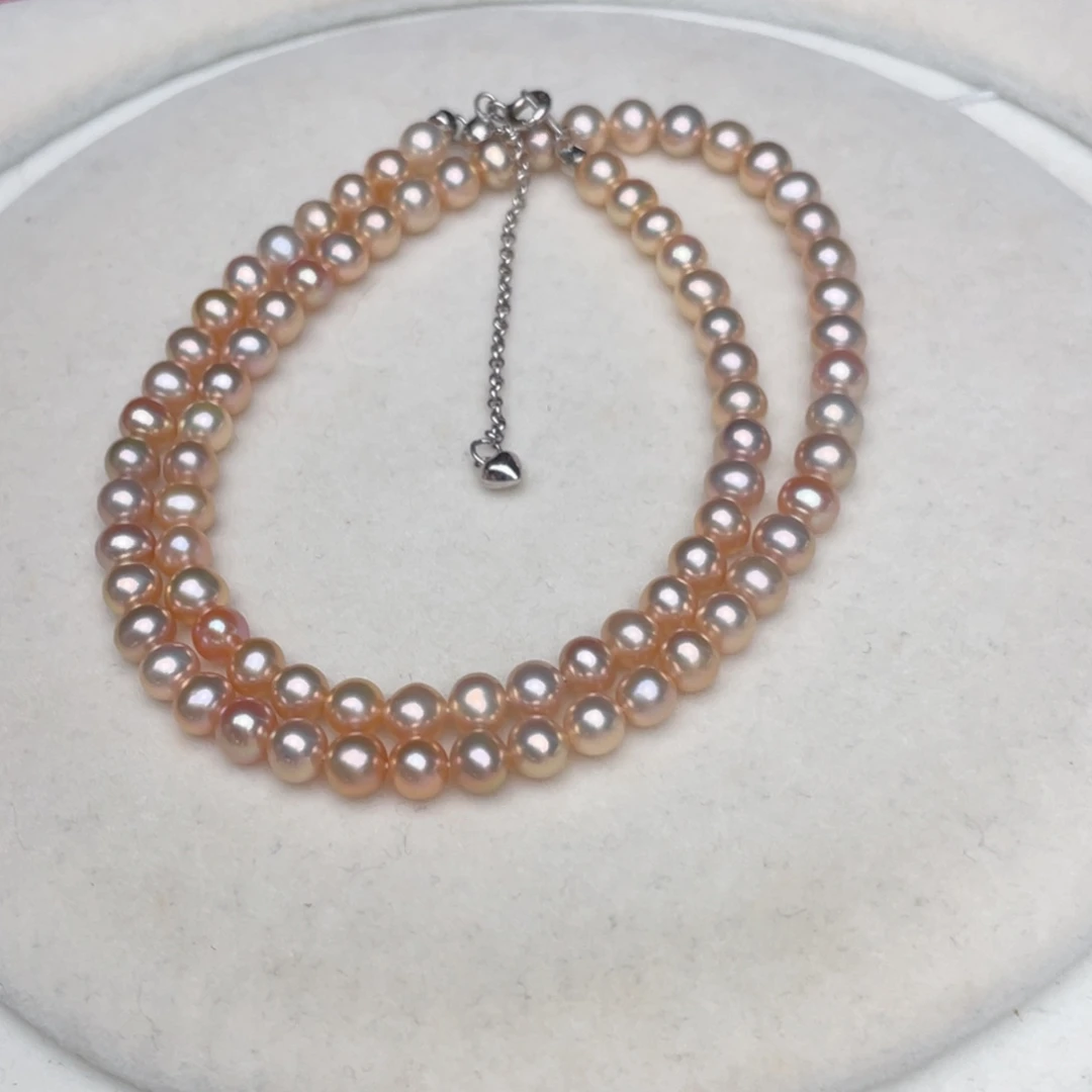 淡水珍珠银S925镶嵌颈饰6mm