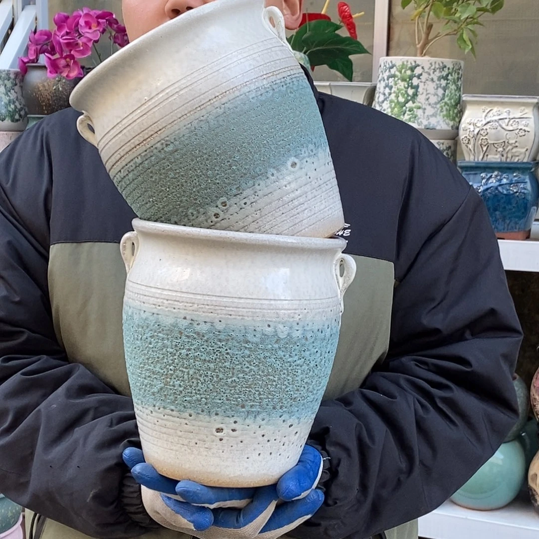 紫砂花盆口18高22