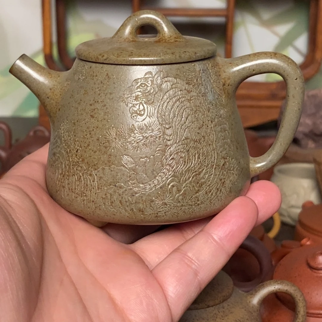 ζ***得茶壶紫砂柴烧窑变高石瓢