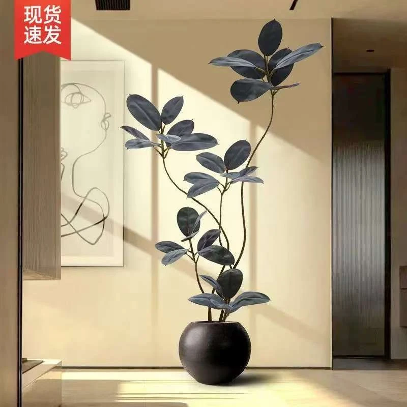 仿真黑金刚橡皮树网红室内落地摆件客厅北欧ins现代盆栽软装