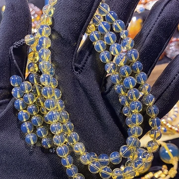 蓝珀未镶嵌珠宝奇石墨西哥蓝珀佛珠6