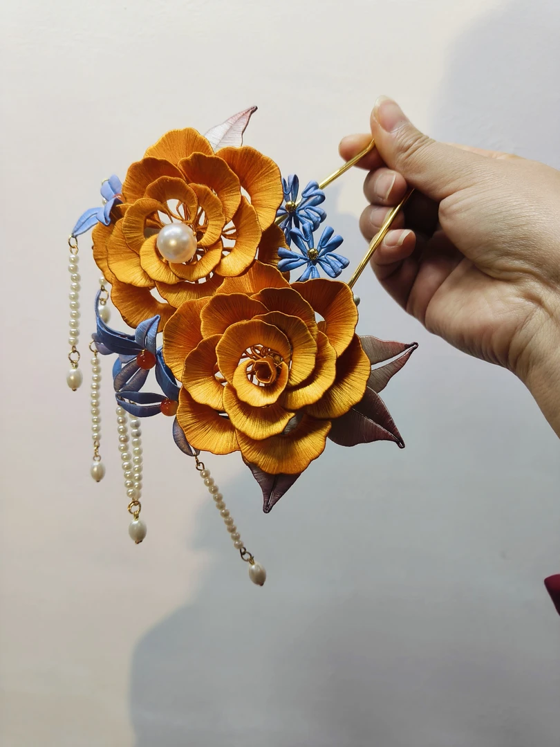 绒花头饰成品手工发簪发饰日常盘发古风汉服配饰洋气爆款