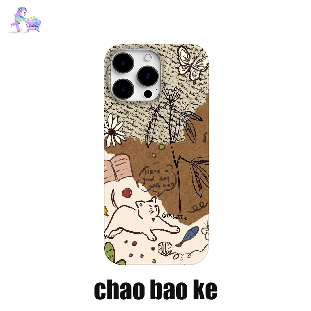 报纸猫咪适用于苹果16promax手机壳iphone15pro小众14/13/12p创意