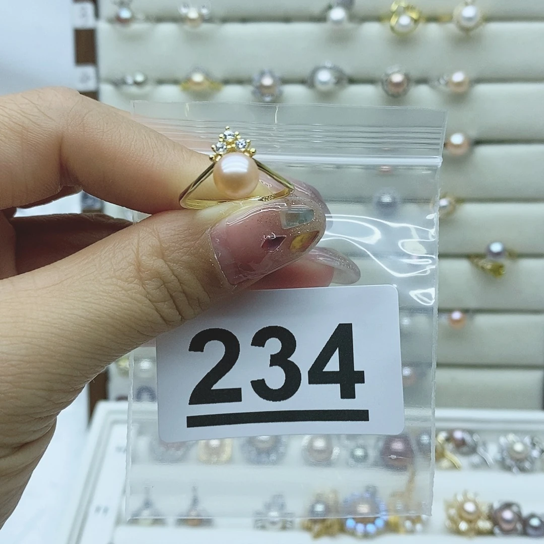 淡水珍珠戒指银S925镶嵌234