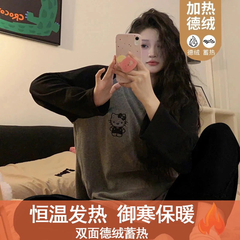 睡衣女士秋冬天加厚德绒长袖卡通大码甜美冬季蓄热保暖家居服套装