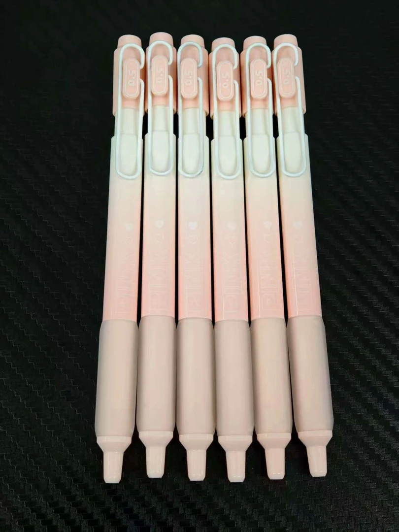 【发6支-粉杆】【慕乐8156极光st笔头黑色0.5mm】
