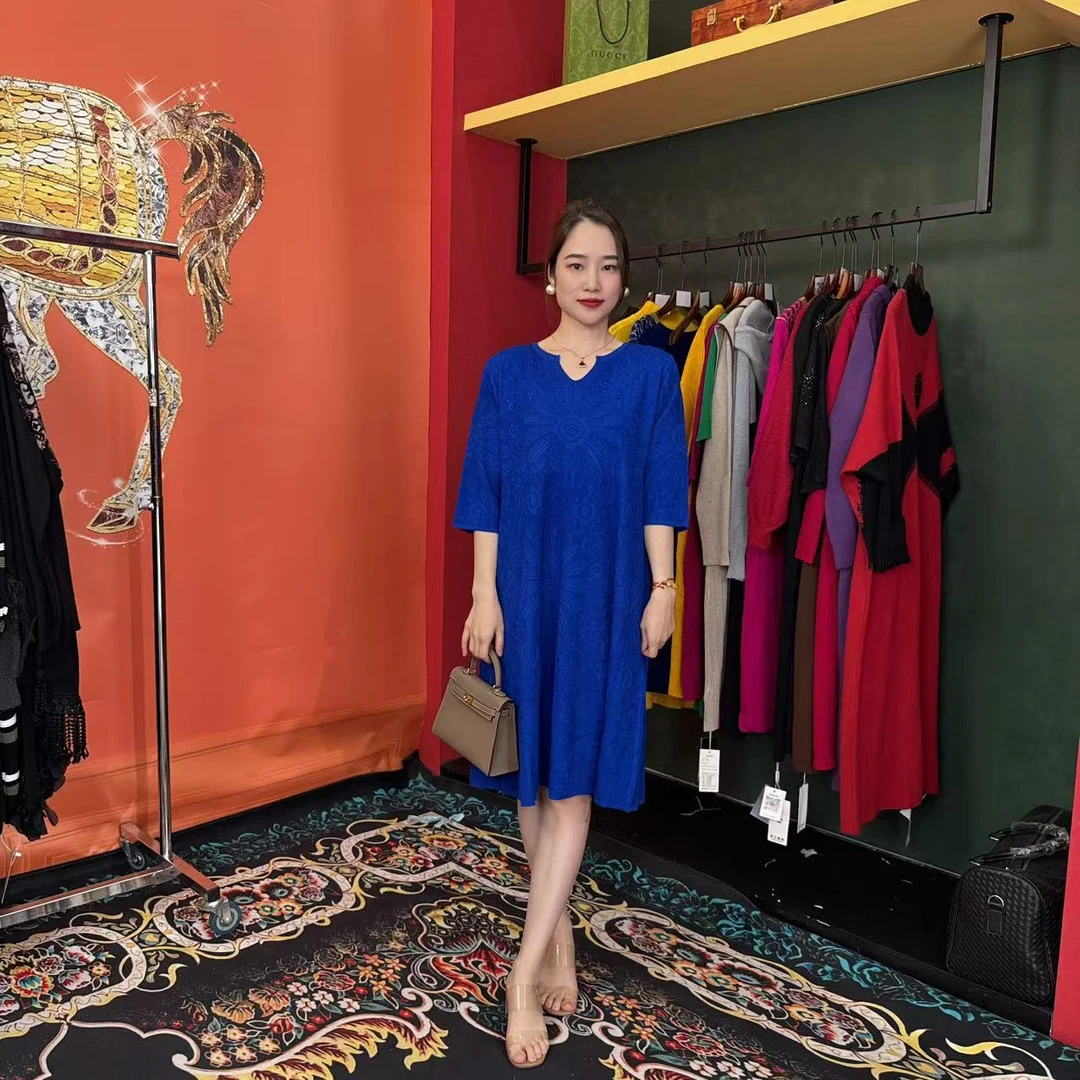 679 多宝大码气质减龄长款A字裙子春秋季女装设计感连衣裙女