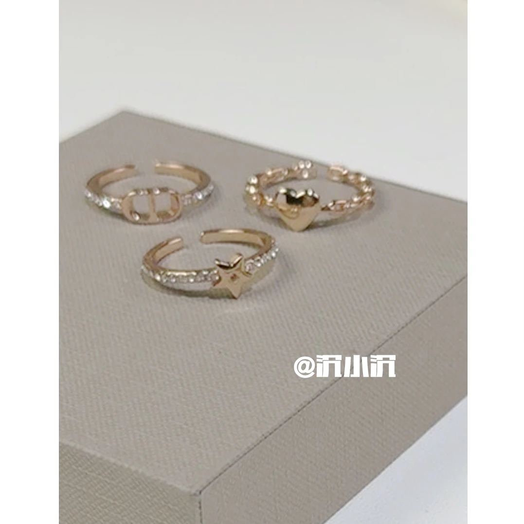 铜合金戒指 【精致猪鼻三件套戒指HZ89】星星爱心气质时尚百搭戒指