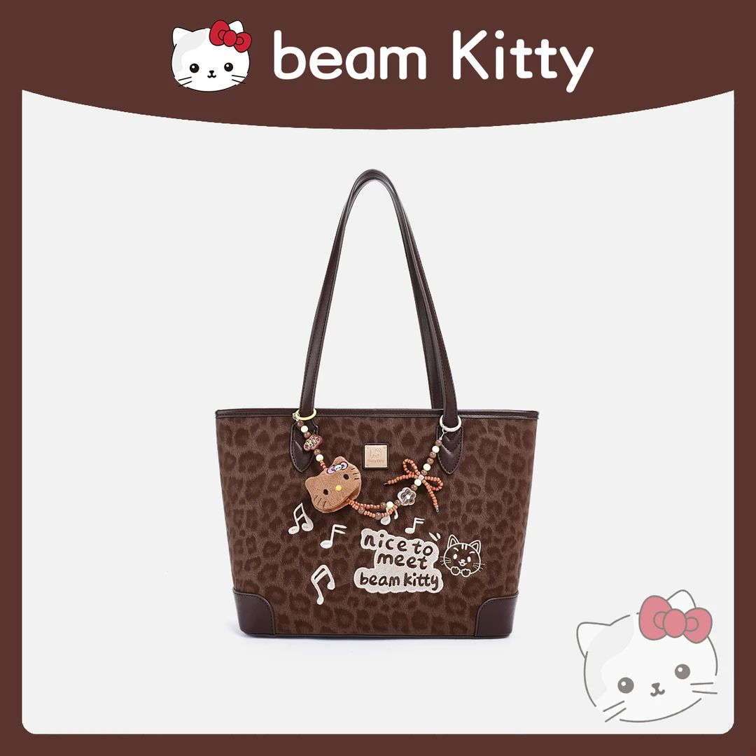 【小艺粉丝专属】beam Kitty/复古潮流大容量托特包单肩-5663