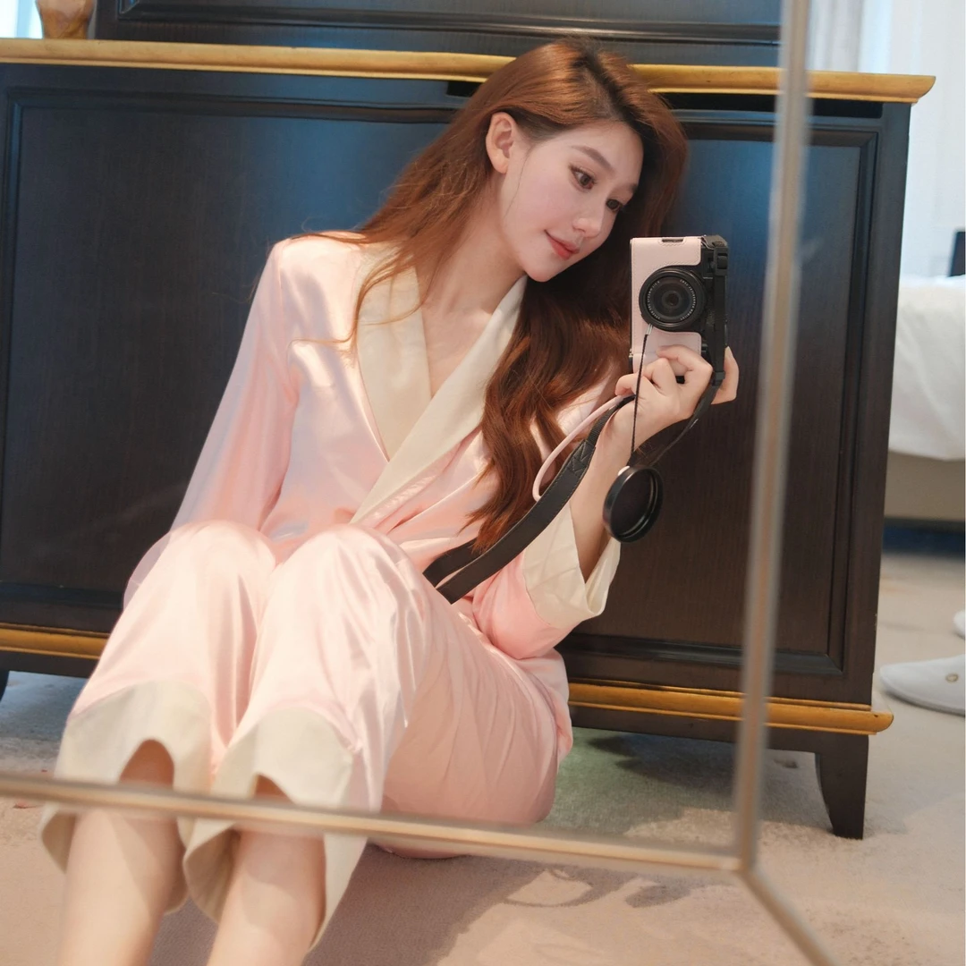 VIVID新款简约休闲薄绒家居服长袖套装秋冬加绒女士睡衣宽松