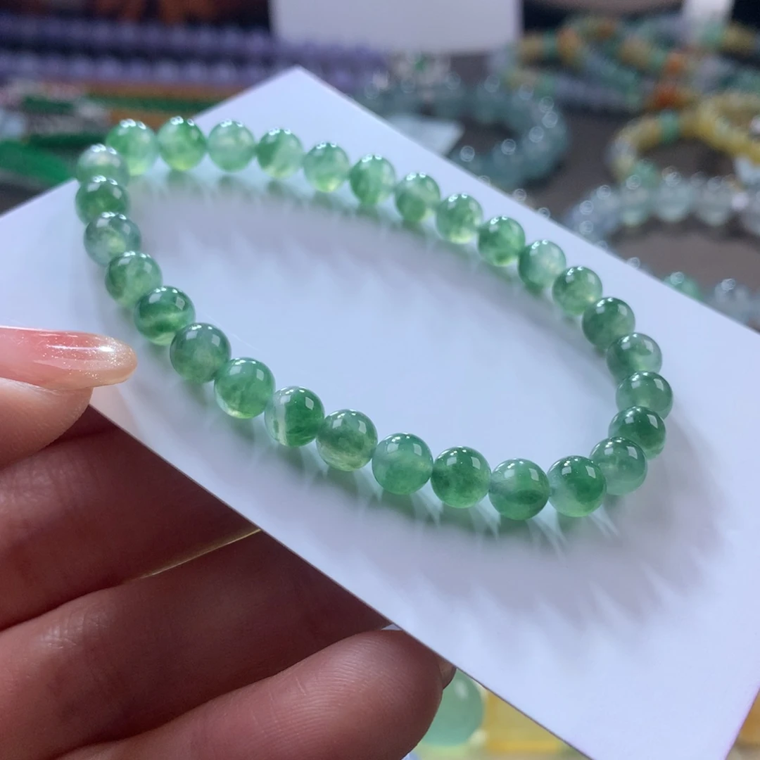 翡翠手链未镶嵌冰飘海草花卡6