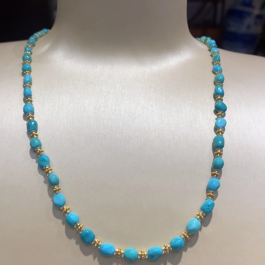 银S925镶嵌绿松石锁骨项链