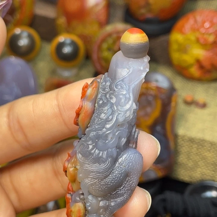 玛瑙/玉髓未镶嵌珠宝奇石北票龙戏珠3888福利