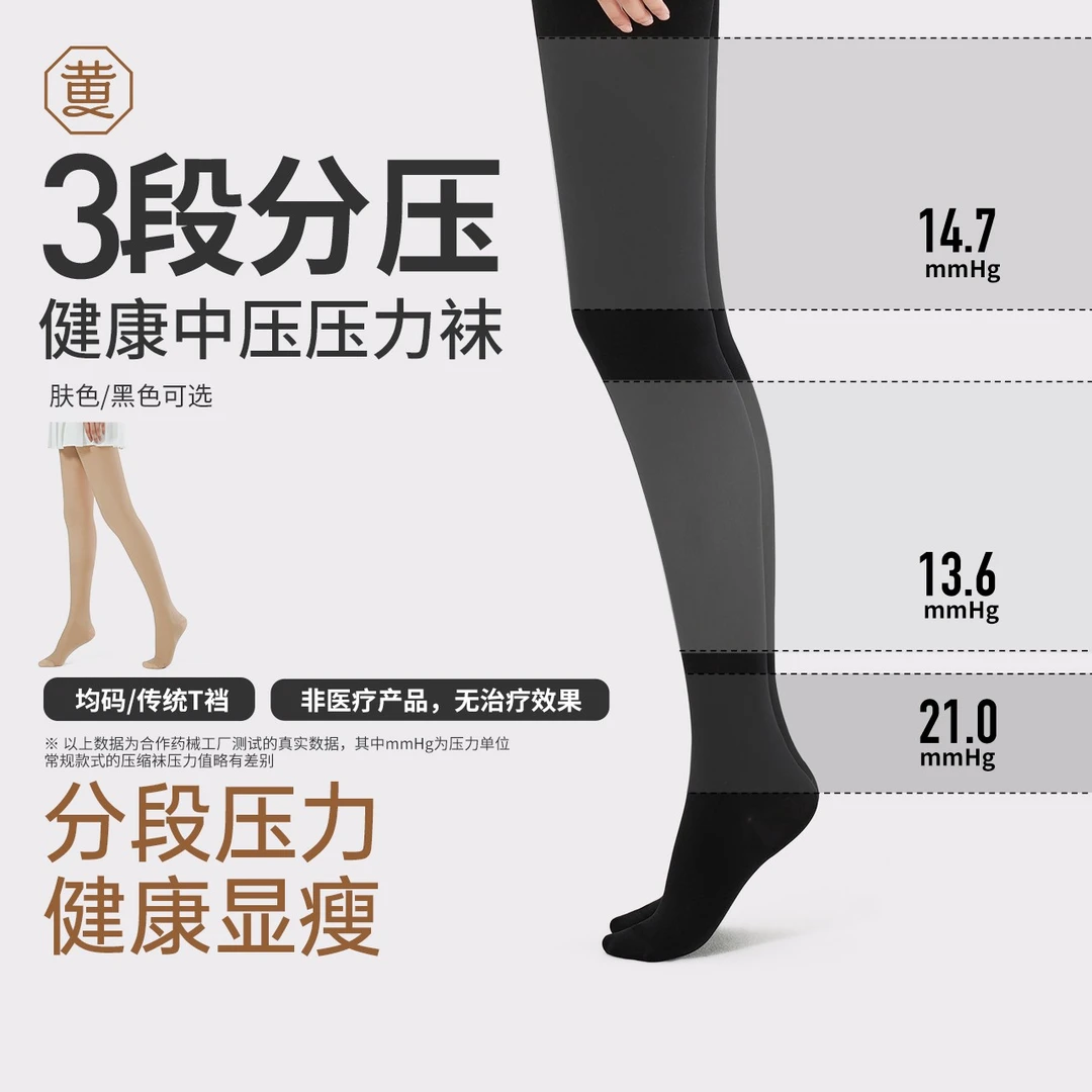 【清仓特惠】黄小姐厚黑分段中压打底裤显瘦美腿连裤袜女秋冬黑色qc