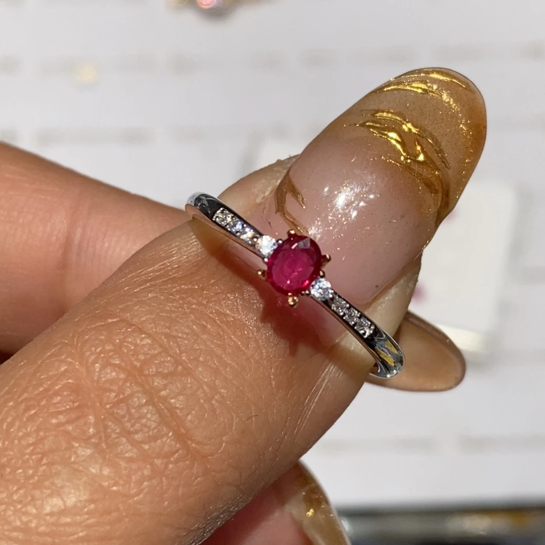 红宝石戒指银S925镶嵌