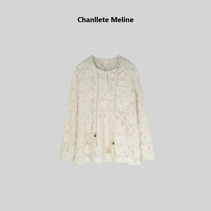 【Chanllete Meline】“定格时光”镂空连帽棉感流苏卫衣CMCW-9804