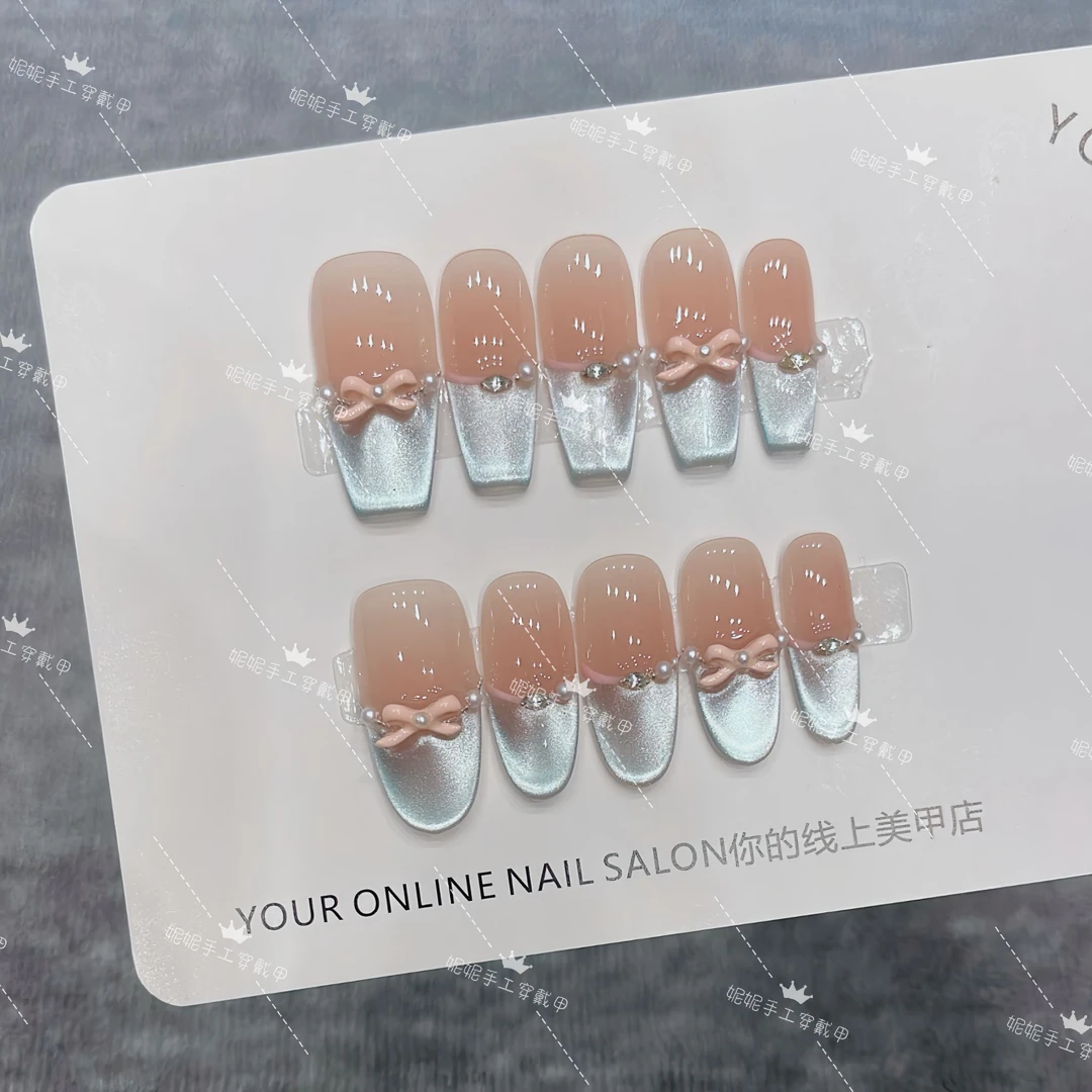 【蓝色精灵】时尚清新纯欲高级感成品美甲穿戴式手工穿戴甲