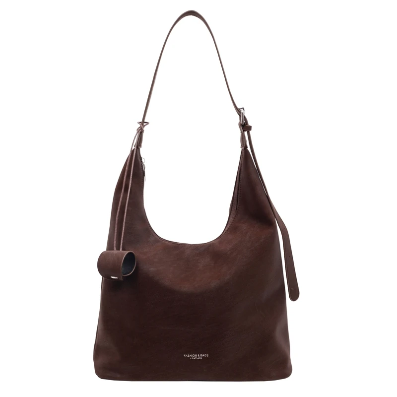 Scarlet Wong送眼镜夹拉链单肩包斜挎包女包百搭饺子包棕色托特包