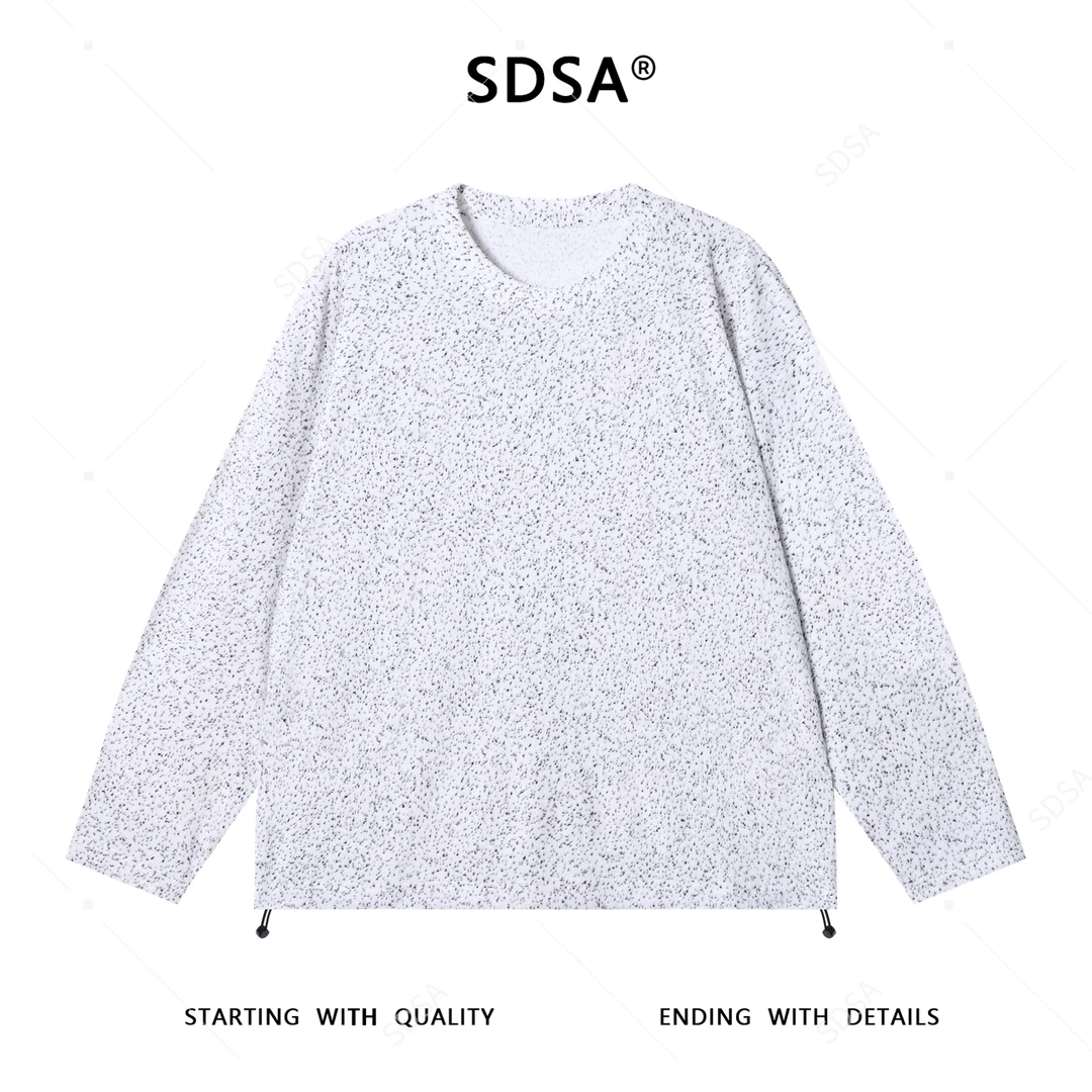 SDSA男士秋冬新款痞帅男装简约撞色下摆松紧针织圆领卫衣百搭时尚