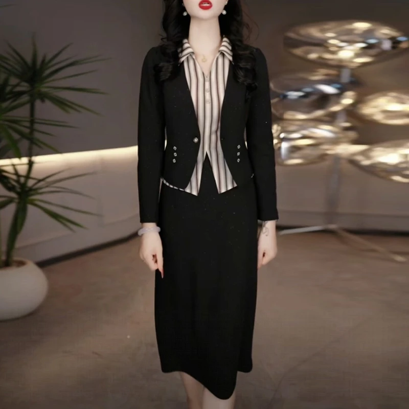 时尚洋气小西装连衣裙两件套2025秋季新款妈妈装修身显瘦套装裙子