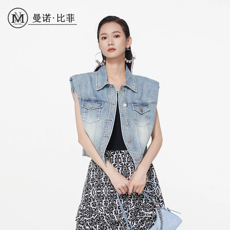 【白姐专属】无袖牛仔马甲外套MFAG114337