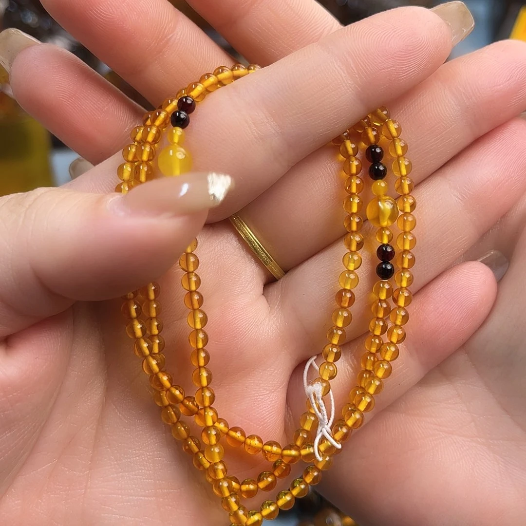 琥珀手链未镶嵌海珀金珀3+项链