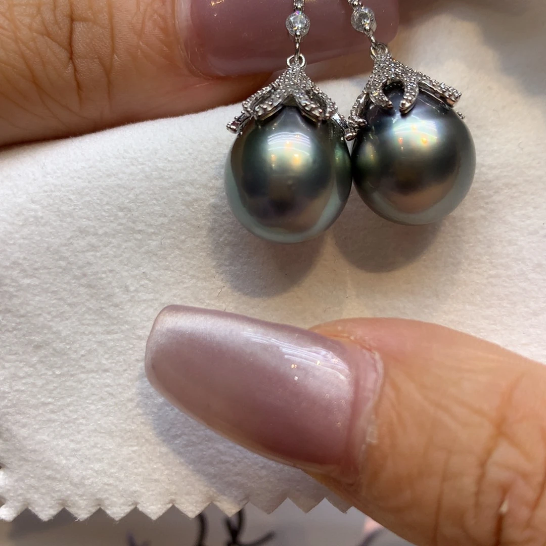 银S925镶嵌耳饰海水珍珠
