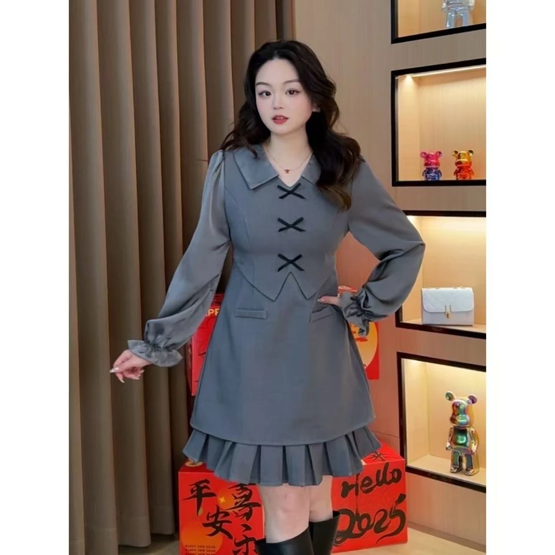 春季新款时尚设计感新中式连衣裙胖恩微胖定制【DM881】