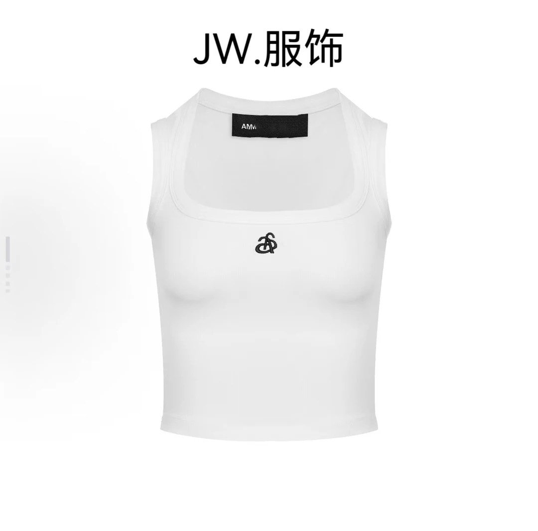 【JW.】杨幂同款~ANN套头修身方领白色背心无袖