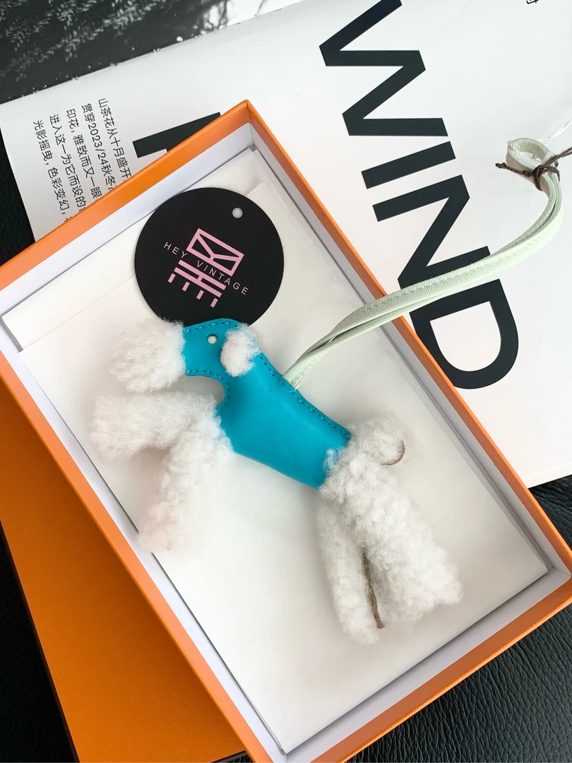 未使用 Hermes/爱马仕 蓝白小狗挂件 B刻 13279153