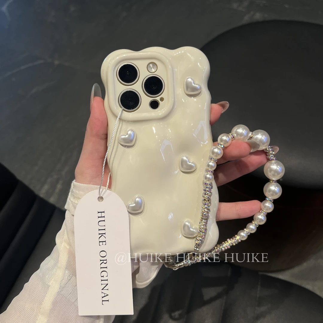 ins白色diy爱心适用17苹果16手机壳iphone15/14/12promax女13手链