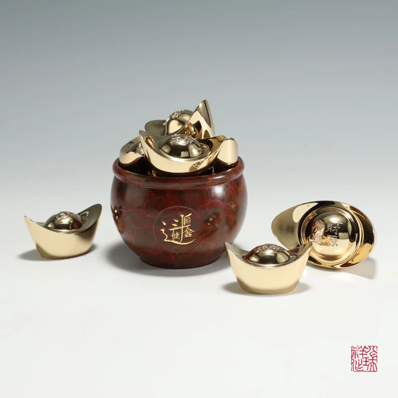 八瑞祥黄铜聚宝缸摆件家用卧室装饰品店铺收银台办公室前台摆设