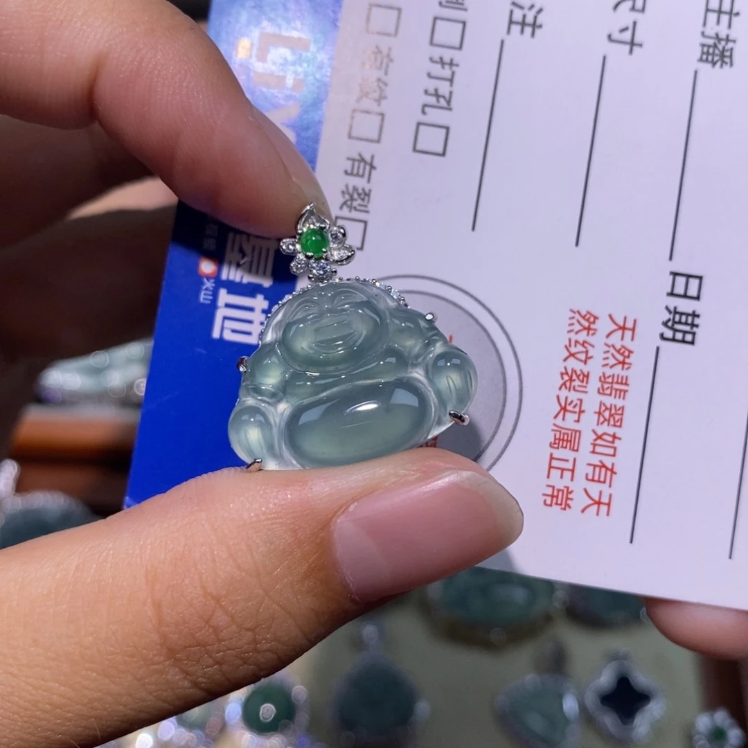 颈饰银S925镶嵌翡翠天然