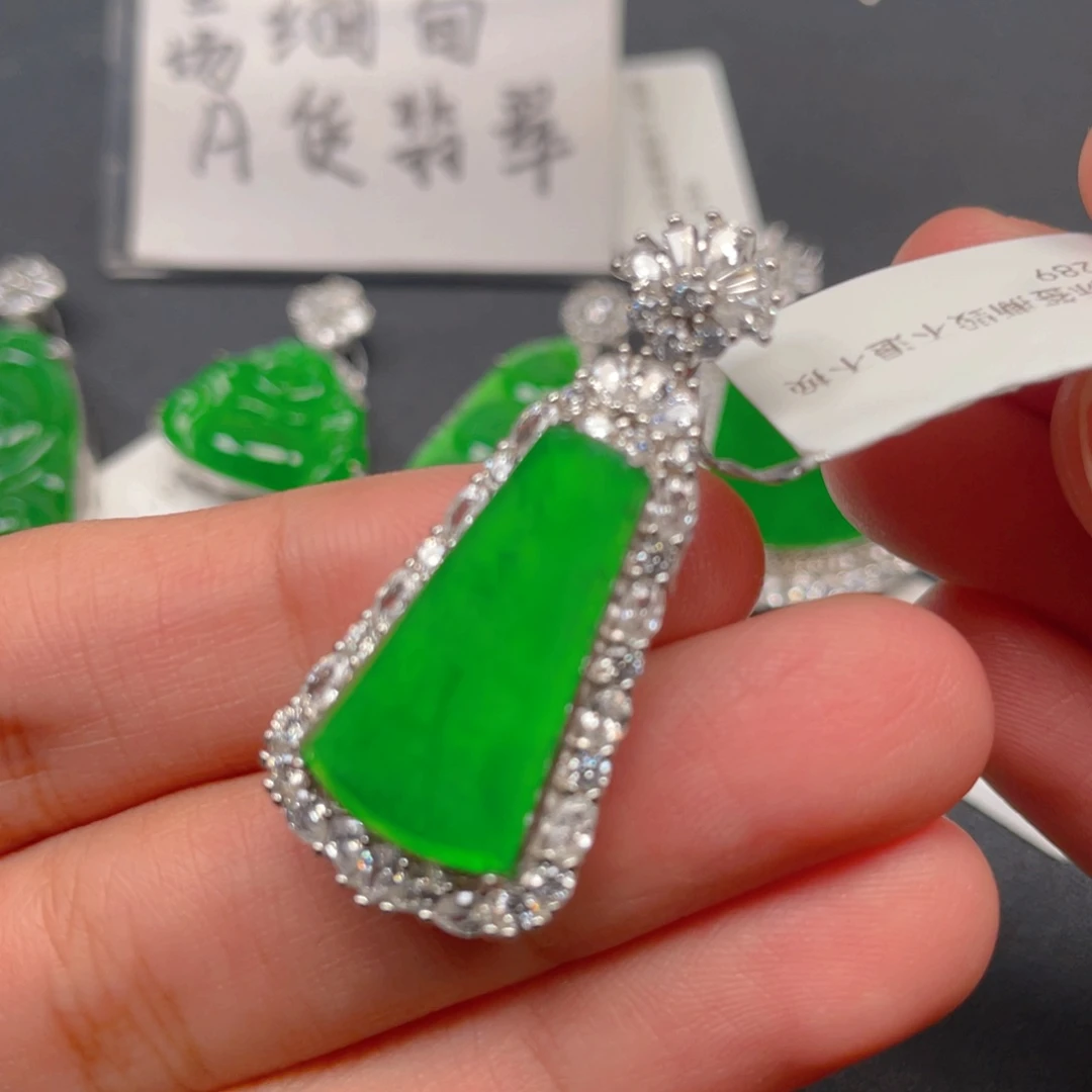 翡翠银S925镶嵌吊坠(不含链)