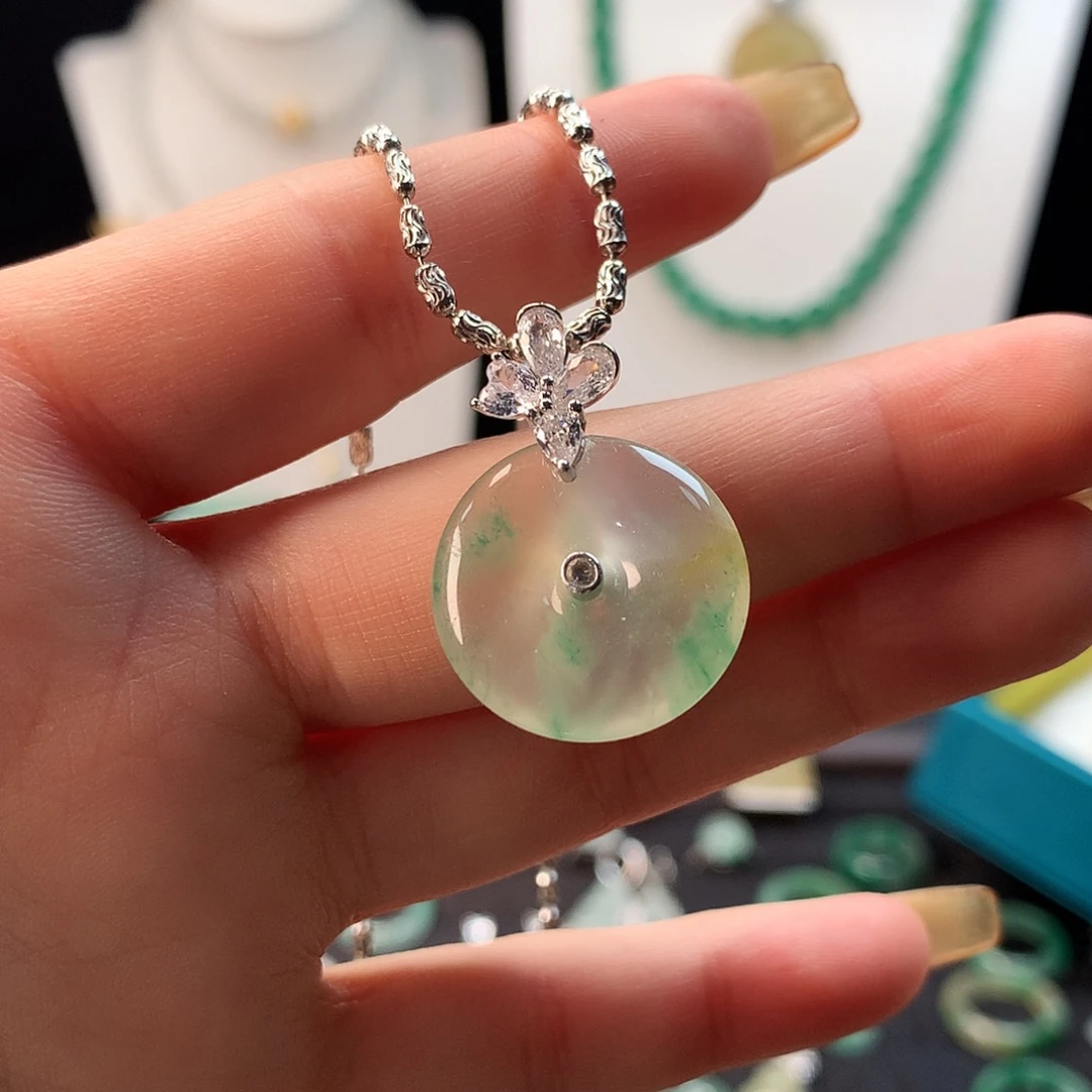 石英质玉银S925镶嵌颈饰